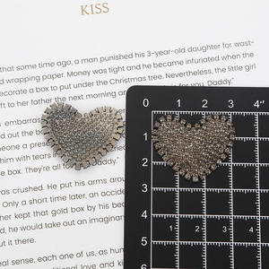 Metal tasarımcı Charm kalp tam DIY Rhinestone saç çiçek bezeme için Flatback düğmesi - Product Image 5