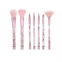 Ensemble de pinceaux de cosmétiques de maquillage de sables mouvants synthétiques de paillettes roses professionnelles de beauté en cristal 7pcs