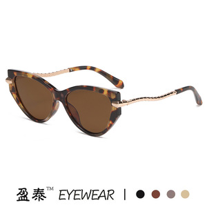 Eyewear Cat Eye Sunglasses Black UV400 <b>Plastic</b> Metal Frame Women's Fashion Sun <b>Glasses</b> - Product Image 2