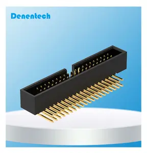 Denentech 1.27 box header fornecedores H4.9 dupla linha ângulo direito DIP 1,27mm pitch idc caixa conector do cabeçalho