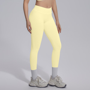 Nuovi <span class=keywords><strong>Leggings</strong></span> Yoga Senza Cuciture <span class=keywords><strong>Effetto</strong></span> Push-Up in Spandex/Nylon con Vita a V e <span class=keywords><strong>Effetto</strong></span> <span class=keywords><strong>Snellente</strong></span> a Tutta Lunghezza - Product Image 4