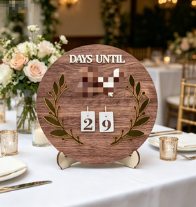 DAMAI Cadeaux modernes pour l'Aïd, Décoration du Ramadan, Centre de table rond en bois, Compte à rebours sans électricité pour la fête du Ramadan - Product Image 4