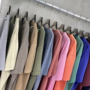 Heavyweight 250g Men Hip Hop Acid Washed Knitted Digital Printing Blank Custom Oversized Vintage O-Neck T-Shirts Anti-shrink - Product Image 5