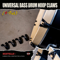 Beatello Carbon Steel Bass Drum Hoop Claws | Universal Fit 4-Pack | Professional Heavy-Duty Hardware | Easy Installation | Black