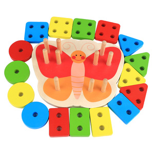 <strong>Wooden</strong> Educational Toys Geometric <strong>Shape</strong> Color <strong>Set</strong> Column <strong>Blocks</strong> <strong>Stack</strong> <strong>Sort</strong> Puzzles Children Toys for Kids Toddler Learning - Product Image 1