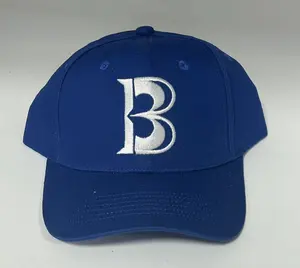 Embroidery Letter B 100% Cotton 6 Panel Baseball Cap with Woven Label