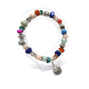 Pulsera de Cuentas de Conchas Marinas Coloridas, Plata Tibetana, Tema Oceánico, Joyería Unisex, Regalo RB-239 - Product Image 5