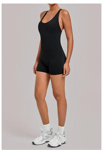 Mono deportivo de yoga para mujer, personalizado, transpirable, elástico en cuatro direcciones, que absorbe el sudor, con cuello en V, diseño de espalda cruzada, ajustado, de una pieza - Product Image 4