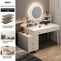 Ensemble de coiffeuse moderne en bois avec miroir éclairé et tabouret, commode de chambre d'hôtel avec tiroirs, fabricant OEM ODM