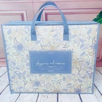 Sac de courses personnalisé en non-tissé laminé à imprimé floral, grand sac de rangement matelassé pour literie, sac fourre-tout écologique pour textiles de maison avec poignée