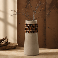 Vase en céramique imprimé en 3D, vase décoratif moderne pour fleurs, vase texturé caramel pour la décoration de table, décoration d'intérieur