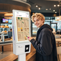 Terminal de paiement Android personnalisé 21 pouces, kiosque libre-service pour magasin intérieur avec paiement en ligne et commande de menu par scan de code QR