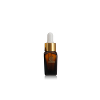 Flacon cosmétique de luxe en verre ambré carré avec compte-gouttes, 10 ml, 25 ml, 30 ml, 50 ml, 100 ml, pour sérum de soin de la peau, avec collier doré