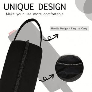 Estuche Personalizado 2026 de Poliéster Resistente al Agua, Bolsa de Papelería Portátil, Bolsa de Maquillaje con Asa, Negra, para la Escuela - Product Image 3