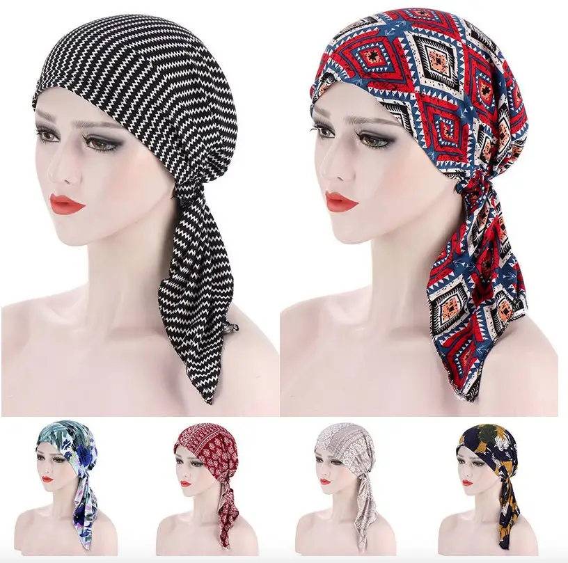 CCY Mode Stirnbänder Muslim gedruckt unter Chiffon Hijabs Haar wickel Turban Bandana Unter schal Kopf bedeckung Inner Hat Caps für Frauen