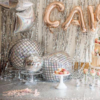 Ballon sphérique gonflable 4D géant en aluminium argenté de 22 pouces pour anniversaire, mariage, fête, Saint-Valentin - Vente en gros