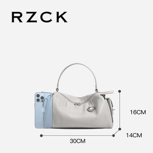 RZCK 2025 Nouveau Sac à Main Femme en <span class=keywords><strong>Cuir</strong></span> Véritable Sac Boston Mode Décontractée Sac en <span class=keywords><strong>Cuir</strong></span> de Vache Sac Bandoulière pour Femmes - Product Image 2