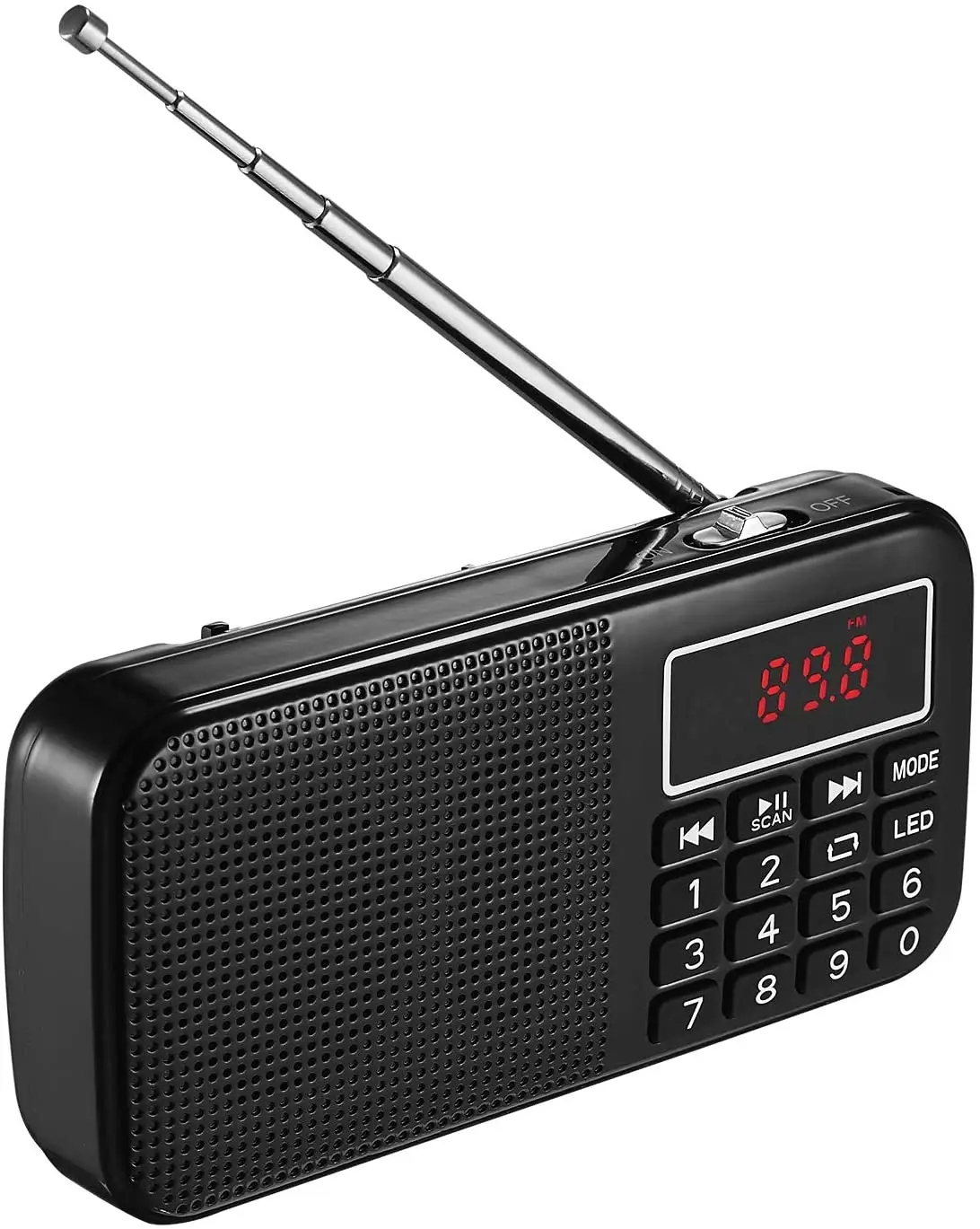 Personal Mini Shortwave Pocket Radio Music Player Supports 2Micro TF Card und USB mit 3000mAh Rechargeable Li-ion Battery