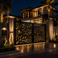 Portail de Villa de Luxe en Alliage d'Aluminium avec Motifs Artistiques Personnalisés, Reconnaissance Faciale IA Intelligente, Entrée Extérieure, Prévention Incendie