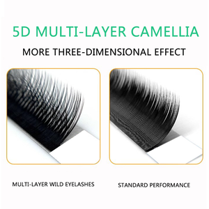 Extensions de cils artisanales noires naturelles multicouches Camellia <span class=keywords><strong>Manga</strong></span> 5D effet désordonné 3D sauvage, nouvelle greffe pour extensions de cils - Product Image 2