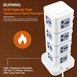 Enchufe Universal Multi-Puerto Vertical 2026 con Protección Contra Sobrecarga Independiente y Sobretensión, EU/UK/AU 10A, para Oficina y Hogar, con USB - Product Image 3