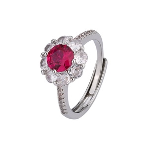 Wholesale Eco-friendly Copper Round Cut 7-6mm Red Zircon Round Simple Style Ring and Necklace <b>Set</b> Minimalist Jewelry <b>Sets</b> - Product Image 2
