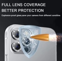 Protection d'écran en verre diamanté pour objectif d'appareil photo mini à prix réduit pour iPhone 6 7 8 Plus 11 14 13 15 Pro Max