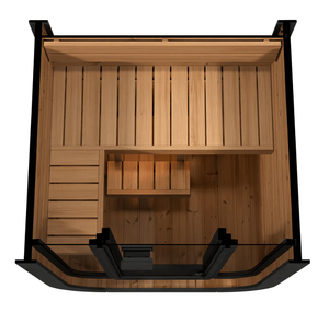 ห้องซาวน่าอบไอน้ำแบบเปียกขนาดเล็กกลางแจ้งสำหรับ 2 คน ทำจากไม้เนื้อแข็งสีดำ พร้อมเตาและหิน - Product Image 6