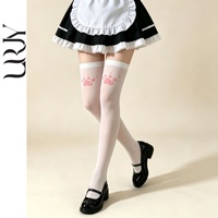 Chaussettes Lolita imprimées émoticônes au-dessus du genou pour femme, blanches, séchage rapide, style subculture, pour l'été – Fabrication usine