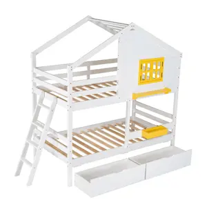 Vendita calda letto a due soppalchi letto per bambini con tetto letto in legno massello per bambini