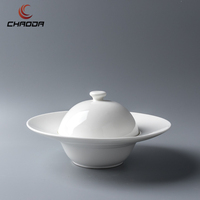 Assiette en céramique de haute qualité de style nordique avec couvercle, design moderne, assiette de service pour soupe, usage domestique, hôtels et restaurants élégants