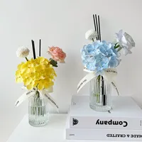 Diffuseur de parfum à fleurs artificielles, ensemble de diffuseur d'huiles essentielles sans feu, aromathérapie, désodorisant, cire de soja, écologique, fait à la main, salle de bain 1