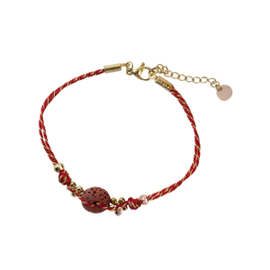 Bracelet en fil tendance, plaqué or rouge, en acier inoxydable, réglable avec détail de perles - Product Image 2