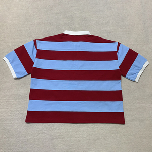 Personnalisé Tricoté Coton Sérigraphie Boxy Cropped T-<span class=keywords><strong>shirt</strong></span> <span class=keywords><strong>Tee</strong></span> Rayé À Manches Courtes Football <span class=keywords><strong>Rugby</strong></span> Polo t Shirts Hommes - Product Image 2