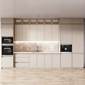 Gray Lacquer Wooden Kitchen <b>Cabinets</b> Modern - Product Image 2