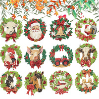 Kits de porte-clés diamantés double face, ornements en vrac, pendentifs porte-clés pour peinture 5D DIY, motif arbre pour décoration de Noël DIY