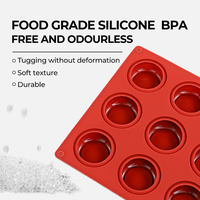 Moules à gâteaux en silicone SILIKOLOVE Factory, 15 cavités rondes, carrées et en forme de fleur, LFGB, platine, antiadhésifs, sans BPA, pour mousse au chocolat