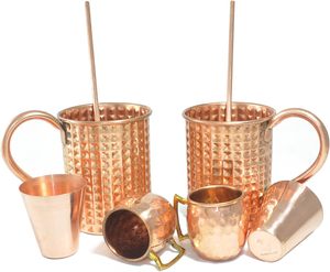 Taza de Moscú de cobre martillado en acabados dorados brillantes para utensilios de cocina, decoración, accesorios de barra, precio minorista al por mayor - Product Image 4
