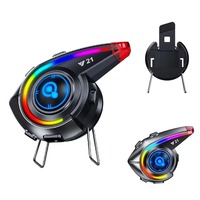 Casque Bluetooth Y21 avec assistant vocal IA pour moto universelle, avec radio FM et lumière SOS, écouteur détachable pour appels moto