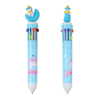 Vente en gros 10 couleurs stylo à bille de couleur mignonne avec tête de licorne d'animal en silicone Kawaii pour enfants étudiants