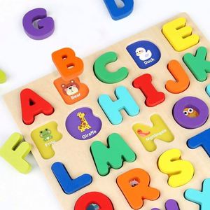 Funny <b>Creative</b> Educational Learning Toys Safe Wood Number ABC Letter Puzzles Alphabet Puzzle - Product Image 1