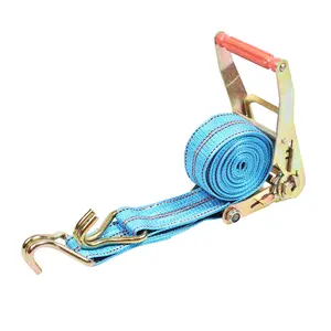 Sangle d'arrimage à cliquet en alliage de zinc robuste avec poignée en aluminium, ceinture de cargaison large et crochets en J, résistance à la rupture de 250 kg - Product Image 5