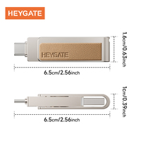 Clé USB Heygate portable USB 3.0 haute vitesse 64 Go en métal, double interface, pour téléphone et ordinateur