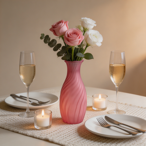 Vase en verre à pétales en spirale, givré rose, vert, jaune, vase à <span class=keywords><strong>fleurs</strong></span> haut pour la décoration de la maison, de la table de mariage, vase à <span class=keywords><strong>fleurs</strong></span> en verre moderne - Product Image 4