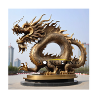 Dragon avec boule de cristal Fontaine d'eau Grande statue de dragon en bronze Sculpture de dragon en laiton coulée en métal personnalisée pour décoration