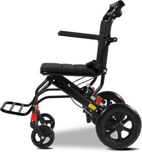 Materiale di trasferimento carbonio sedia a rotelle portatile pieghevole freno integrato con bloccaggio anziani disabili sedia medica da viaggio - Product Image 2