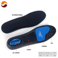 Semelles intérieures de sport confortables en TPU, avec coussinets de talon en gel Zoom Gel, absorption des chocs avant en Poron, en PU souple, lavables et à rebond élevé