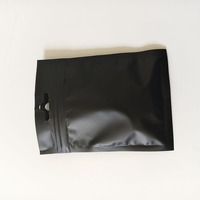 Kemasan Kantong Plastik Mylar Holografik Hitam Cetak Kustom dengan Jendela, Mini, Anti Lembab, Resleting Gantung, PET/PE, Dilengkapi Ring Plastik