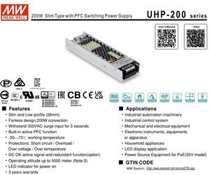 MEAN WELL-Fuente de alimentación de salida única ultrafina de 200W, función PFC, 93% eficiencia, entrada de 90-264VAC para LED - Product Image 2