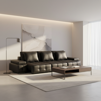 Sofá Seccional Eléctrico Reclinable de Cuero Negro, Modular, para Apartamento u Hospital, Diseño Moderno, Multiusos